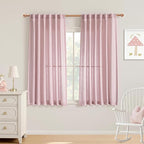 MYSKY HOME Pink Curtains for Girls Bedroom, Semi Sheer Nursery Curtains 63 Inch by MYSKYHOME