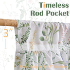 jinchan Ruffled Floral Valance Linen Shabby Chic Small Window Curtain 18 Inch - Image 7