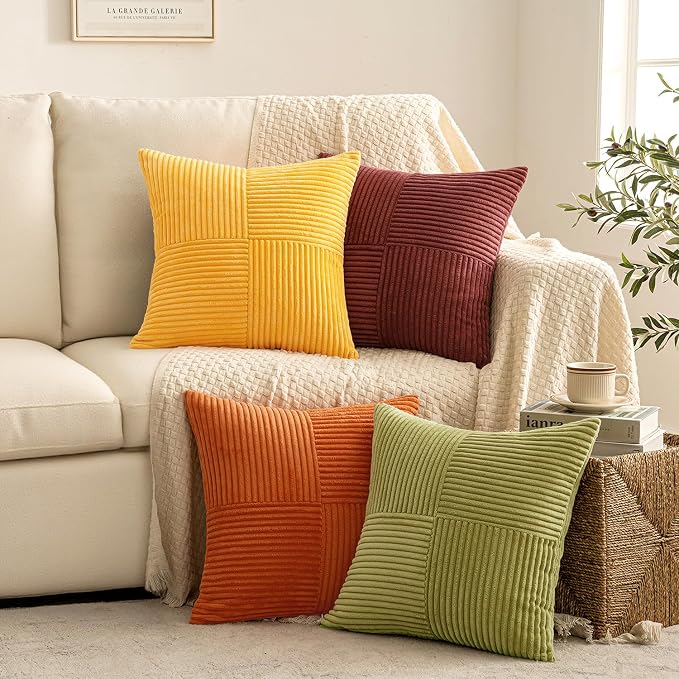 MIULEE Fall Yellow Orange Rust Throw Pillow Covers 18x18 Inch 4 Packs Boho - Image 4