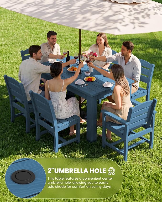 SERWALL Patio Dining Set with 15FT Double Side Umbrella, Outdoor Dining Sets - Image 3