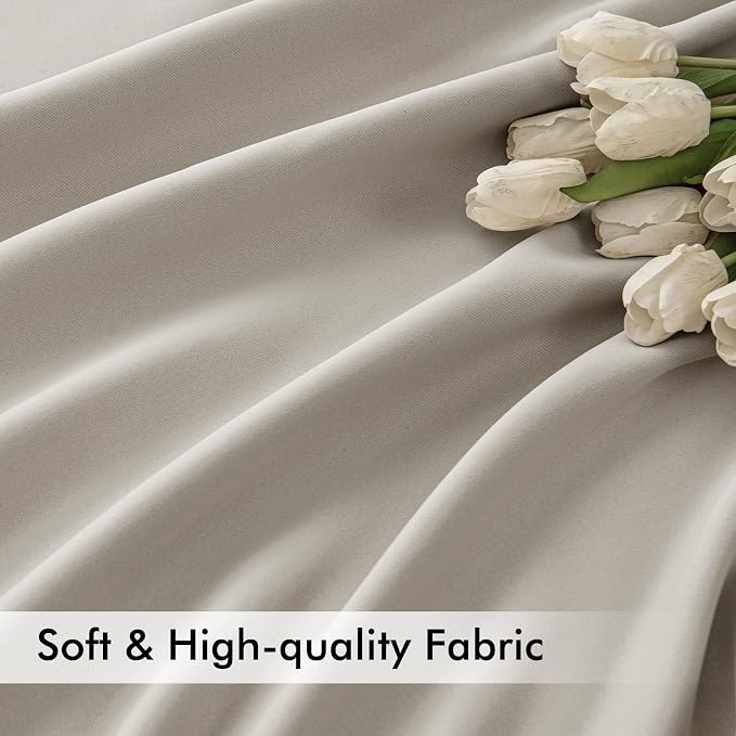 MIULEE Natural Back Tab Blackout Curtains 52x120 Inch Long 2 Panels Set | Rod - Image 6