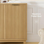 Fluted Cabinet with Storage, 2 Doors Sideboard Buffet, Mid Century Modern - Image 3