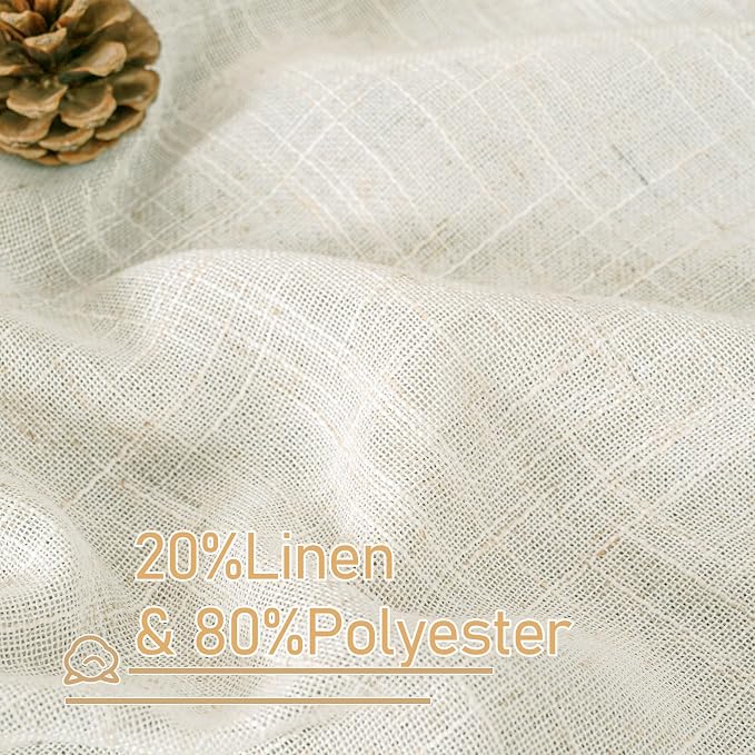 48 Inch Short Window Linen Curtains 2 Panels, 34 x 48 Inch | Light Filtering - Image 2