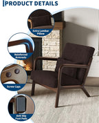 Garvee Mid-Century Modern Accent Chair, Sherpa Upholstery, Solid Wood Armchair - Image 4