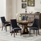 COLAMY Fabric Side Dining Chairs Set of 4, Wingback Upholstered Dining Room by COLAMYHOME