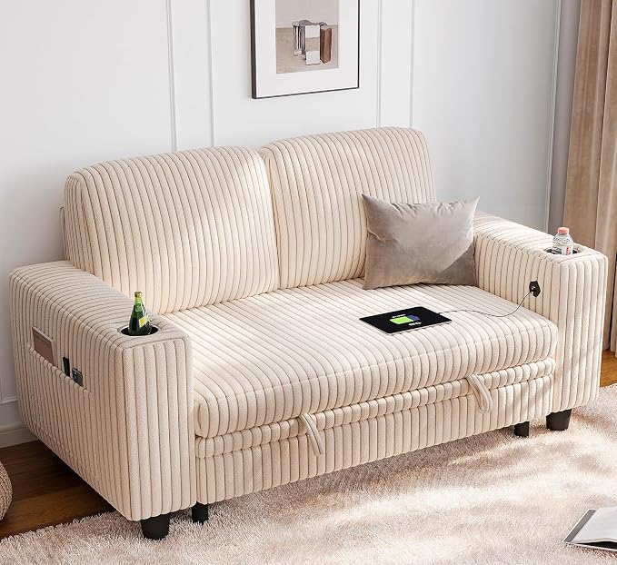 LINSY HOME Loveseat Sofa with Storage by LINSYHOME