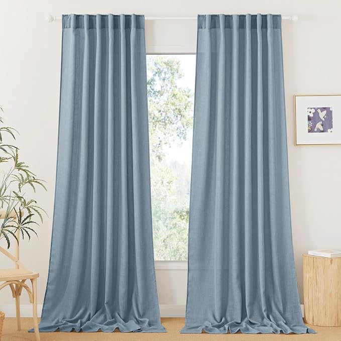 RYB HOME Sheer Curtains 108 inches, Extra Long Floor to Ceiling Curtains | by RYBHOME