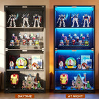 Display Cabinet with Glass Doors, Curio Cabinet with 3 LED Lights and Human - Image 3