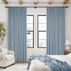 Dusty Blue Linen Black Out 120 Inch Curtains - Image 7