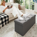 Folding Ottoman with Storage Bench, Storage Ottoman Bench, 30 Inches Ottoman - Image 3