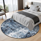 Rugflix Round Area Rugs 6Ft for Living Room, Washable Navy Blue Circle Rug | - Image 2