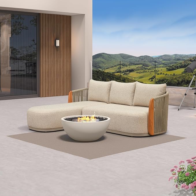 PURPLE LEAF Patio Furniture Set, 2-Piece L-Shaped Outdoor Sectional Sofa by PURPLELEAF
