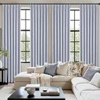 MIULEE Chambray Blue Pinch Pleated 100% Blackout Curtains 40x96 Inches | Room - Image 7