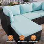 Aoxun Outdoor Patio Furniture Set, 5-Pieces All-Weather Rattan Sectional Sofa - Image 7