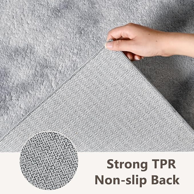 2x8 Tie-dye Light Grey Runner Rug Washable Non-Slip - Image 5