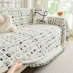 DREAMINGO Abstract Chenille Couch Cover Blanket Beige Green Black Boho Sofa - Image 2
