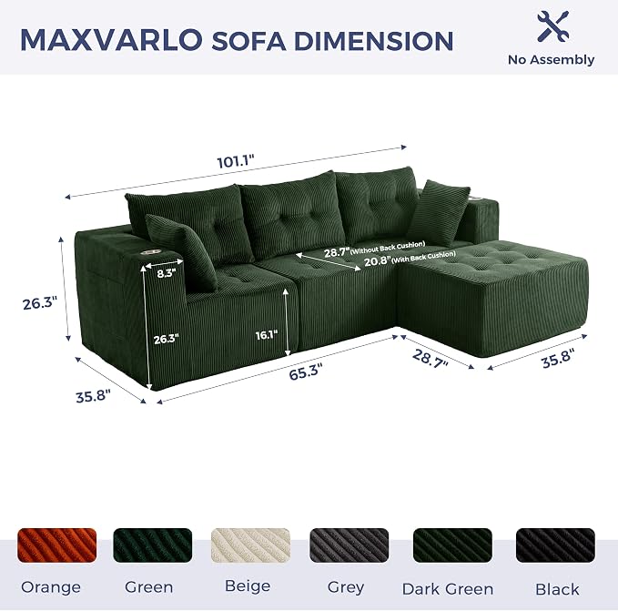MAXYOYO Modular Sectional Sofa Couch, L Shaped Modern Cloud Couch - Image 2
