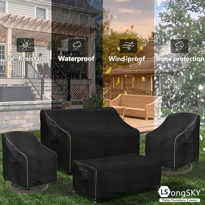 Patio Furniture Covers 4 Piece Set, 600D Heavy Duty Outdoor Furniture Covers - Image 8