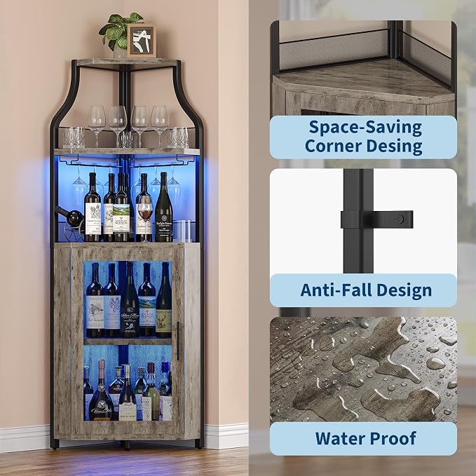 GarveeHome Corner Bar Wine Cabinet - Image 7