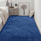 Area Rug Living Room Bedroom: 6x9 Fluffy Plush Shag Carpet Blue | - Image 3