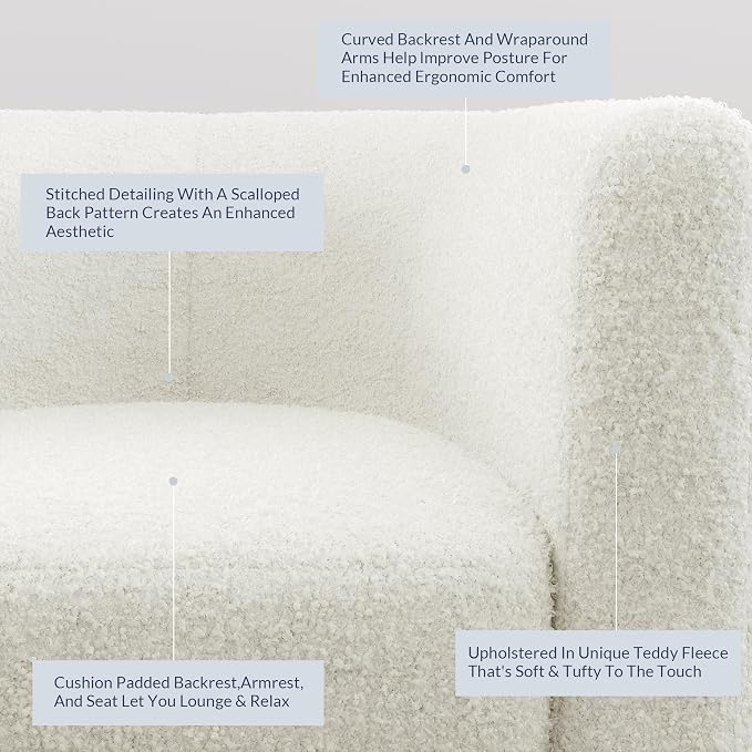 BELLEZE Accent Barrel Chair, Linen Round Chair Club Tub Sofa Corner Chair - Image 4