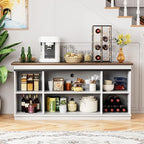 Shahoo Farmhouse Sideboard Buffet Cabinet, Coffee Bar Storage - Image 7