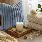 decorUhome Fall Faux Fur Throw Pillow Covers 20x20 Set of 2 Grey Blue | - Image 9