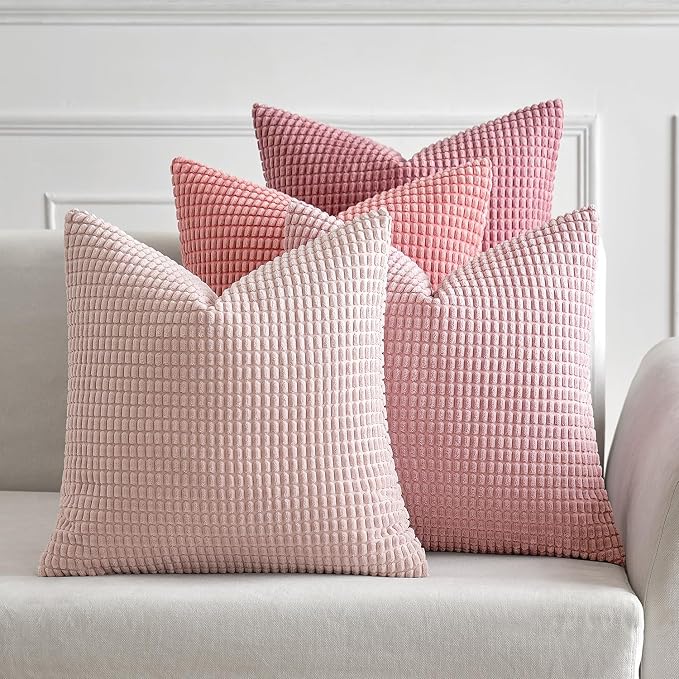 MIULEE Aesthetic Pink Spring Decorative Pillow Covers 20x20 Inch Set of 4 by MIULEE