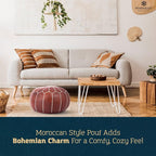 Marrakesh Gallery Genuine Leather Round Pouf Cover - Image 4