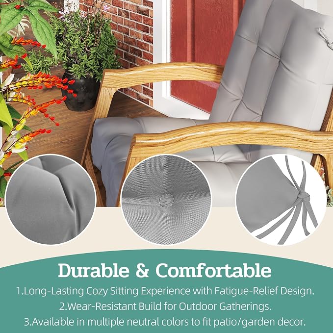 Outdoor Chair Cushions Set of 2, High Back Soft Seat Pad - Image 6