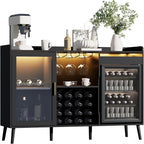 Coffee Bar Cabinet with Fridge Space, Liquor Cabinet with Wine Rack & Drawer - Image 9