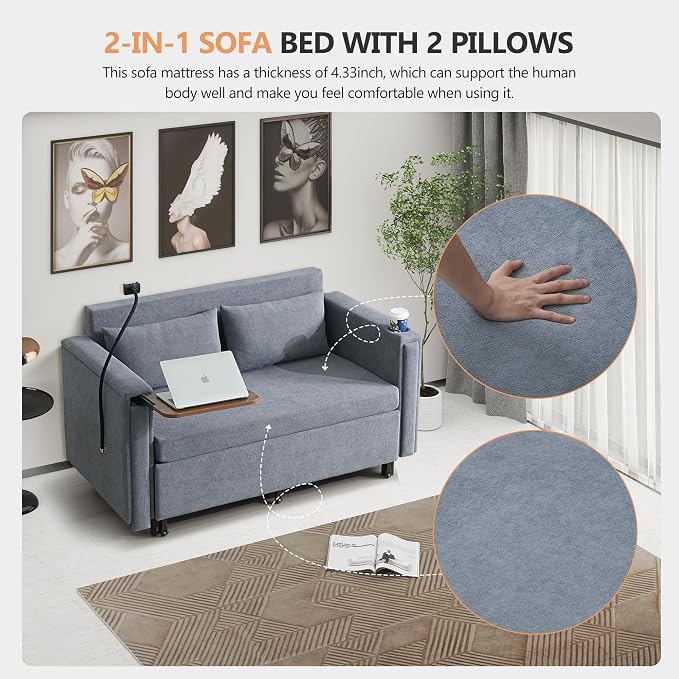 3-in-1 Convertible Sleeper Sofa Couch - Image 6