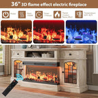 QUW 70" Farmhouse Fireplace TV Stand - Image 8