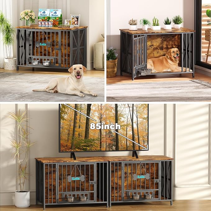 Easycom Foldable Large Dog Crate Furniture, 41.3" Assembly-Free Dog Crates - Image 7