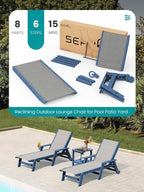 SERWALL Textilene Patio Chaise Lounge Chair Set of 2, 5 Positions Outdoor - Image 8