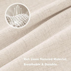 MIULEE 100% Blackout Linen Curtains 42 x 96 Inch Cream Beige 2 Panels | Thermal - Image 3