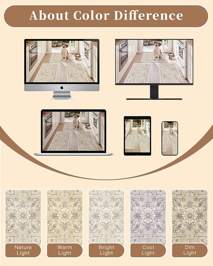 Madane Washable Kitchen Rug Set of 3 Small Area Rugs Non-Slip - Image 9