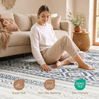 cotiled Boho 10x12 Area Rug for Living Room: Large Moroccan Washable Rug | - Image 3