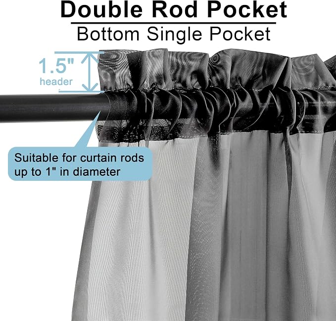 Sheer Curtains 96 Inch Length, Elegant Sheer Curtains - Image 4