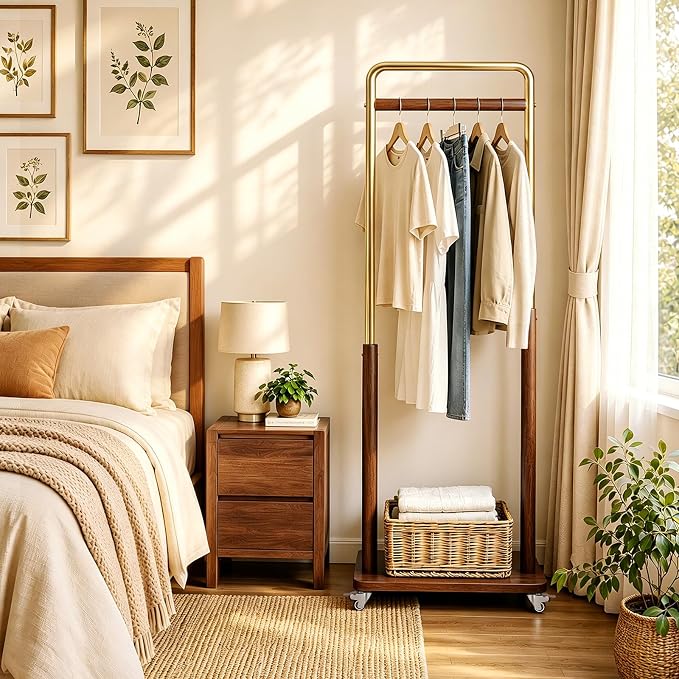 Taitiy Clothes Rack Solid Wood Coat Rack, Metal and Solid Wood Combination - Image 7