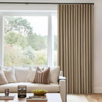 Light Brown Pinch Pleated Full Blackout Curtains Linen Blend 80 Inches Long | - Image 9