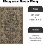 3x5 Brown Retro Floral Washable Area Rug - Image 2