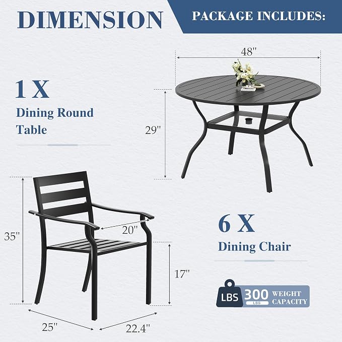 HOMREST 7 Piece Outdoor Patio Dining Set - Image 3