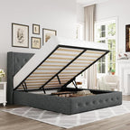 Allewie Queen Size Lift Up Storage Bed, Button Tufted Headboard by Allewie