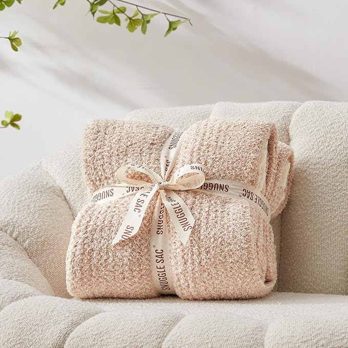 Snuggle Sac Twin XL Bed Blanket 66x90 inches, Super Soft Warm Beige Blankets - Image 7
