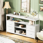 Huuger TV Stand Dresser with Power Outlets and LED Lights, 4 Drawers - Image 4