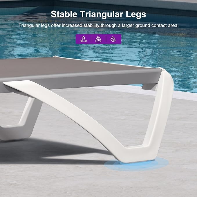 PURPLE LEAF Patio Chaise Lounge Chair Outside Aluminum Plastic Stackable - Image 7