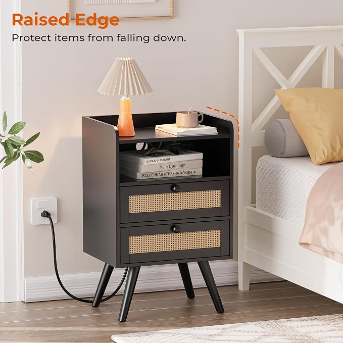 SUPERJARE 2 Drawer Night Stand - Image 4