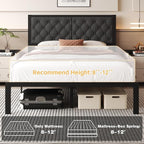 Fluest Queen Bed Frame with Headboard Linen Upholstered Bed Frame Platform - Image 7