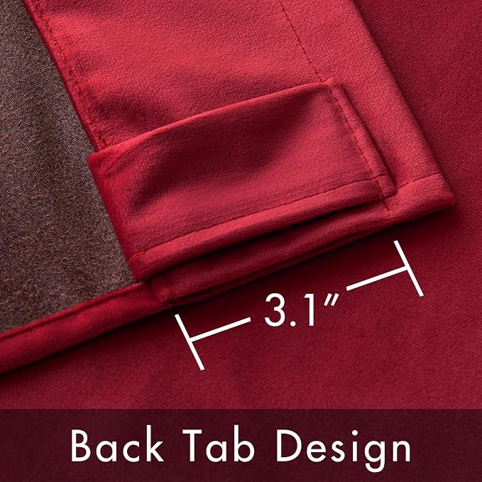 MIULEE Velvet Curtains 52x72 inches 2 Panels Red Blackout Curtains | Luxury - Image 7